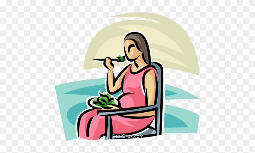 Pregnant Woman Eating Royalty Free Vector Clip Art - Pregnant Woman Eating Vector #869458