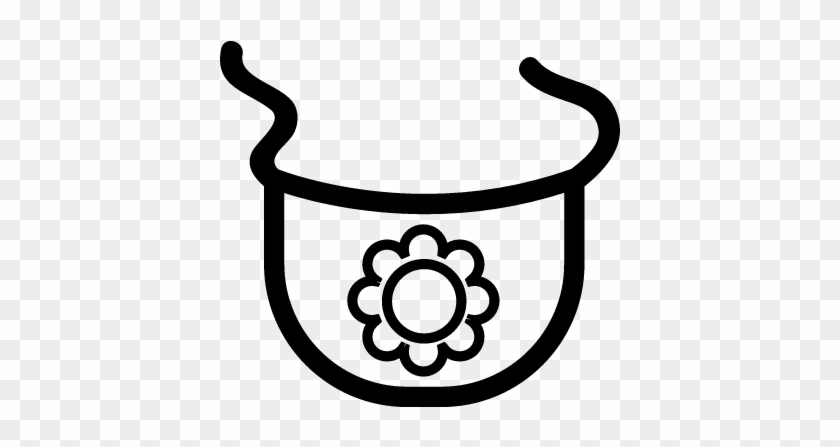 Baby Bib Outline With A Flower Vector - Outline Image Of Bib #869473