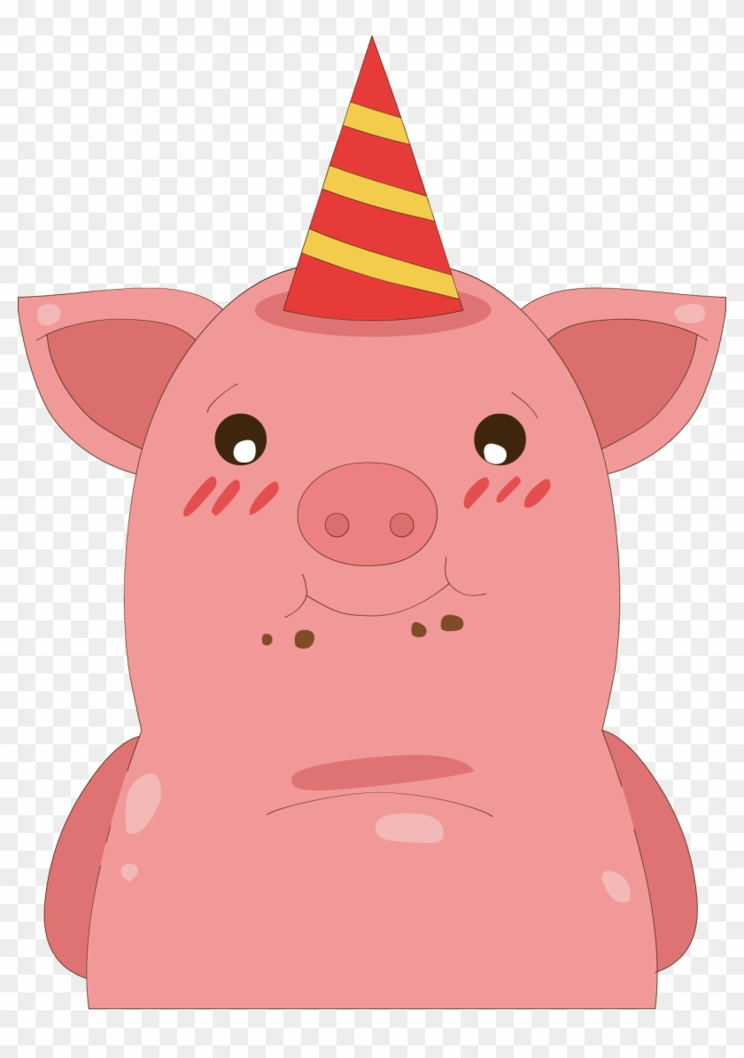 Domestic Pig Party Hat Snout Cartoon Illustration - Pig #869551