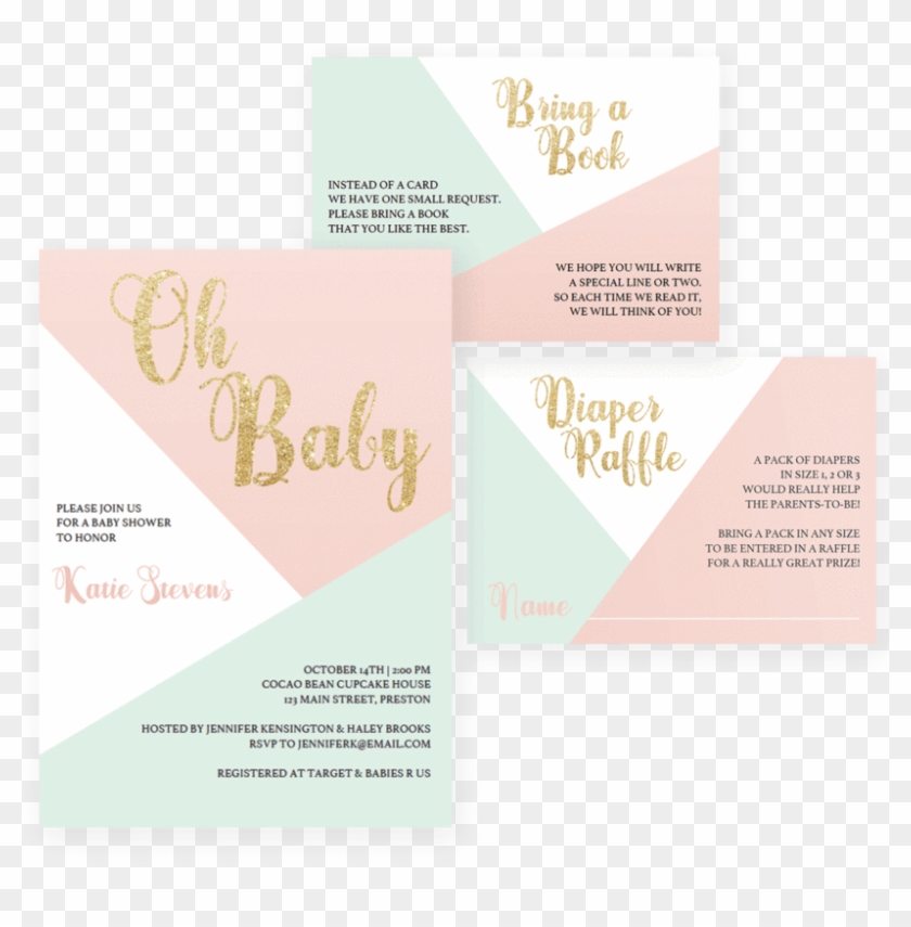 Baby Shower Invitation Set Pink And Gold By Littlesizzle - Brochure #869610