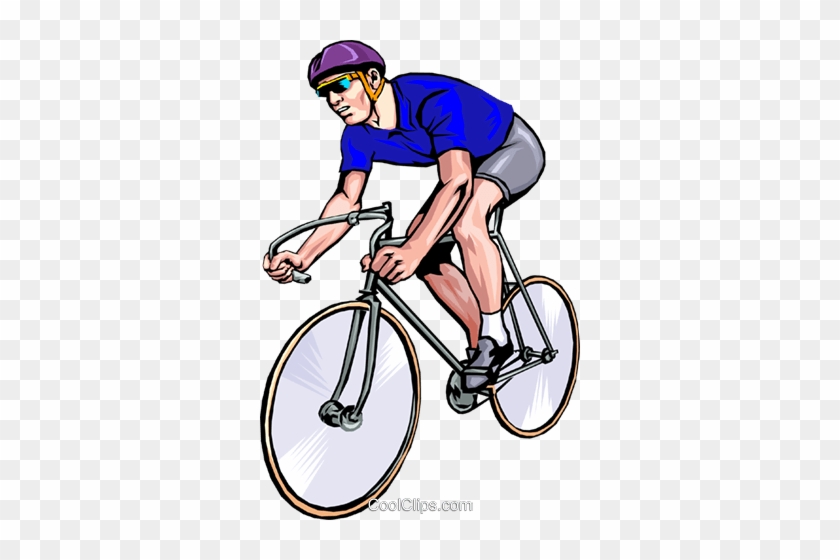 Man Racing With Bicycle Royalty Free Vector Clip Art - Cyclist Clipart #869778