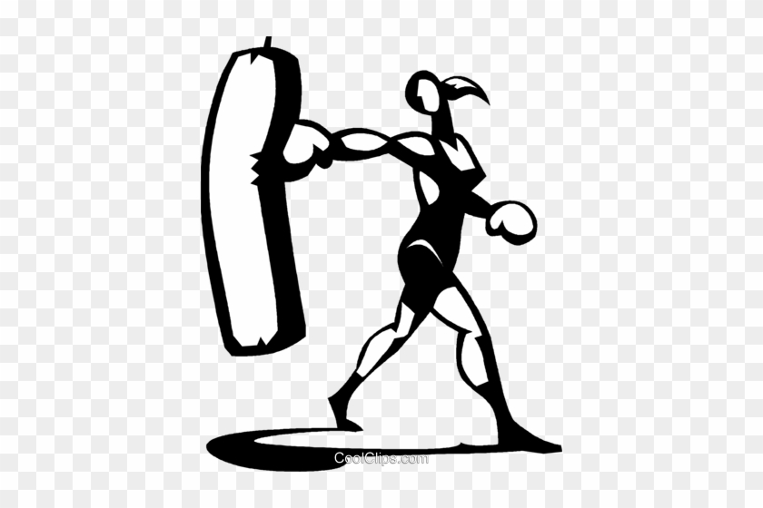 Woman Working Out With A Punching Bag Royalty Free - Working Out Png Clipart #869887