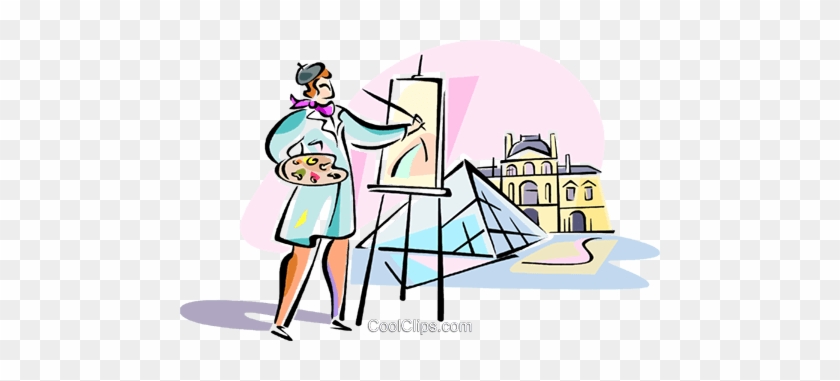 Artist Painting Louvre, Paris Royalty Free Vector Clip - Artist Painting Vector #870016