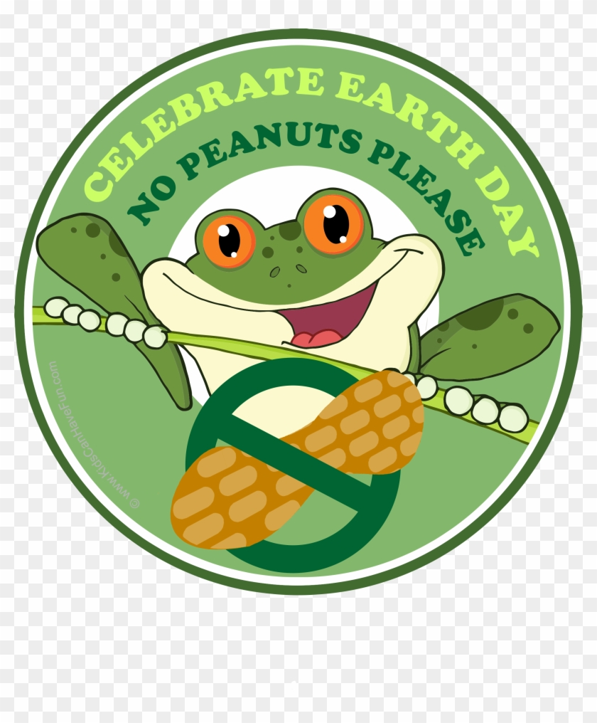 Earth Day No Peanuts Please Allergy Label Http - Froggy-gehendes Grün Grußkarte #870020