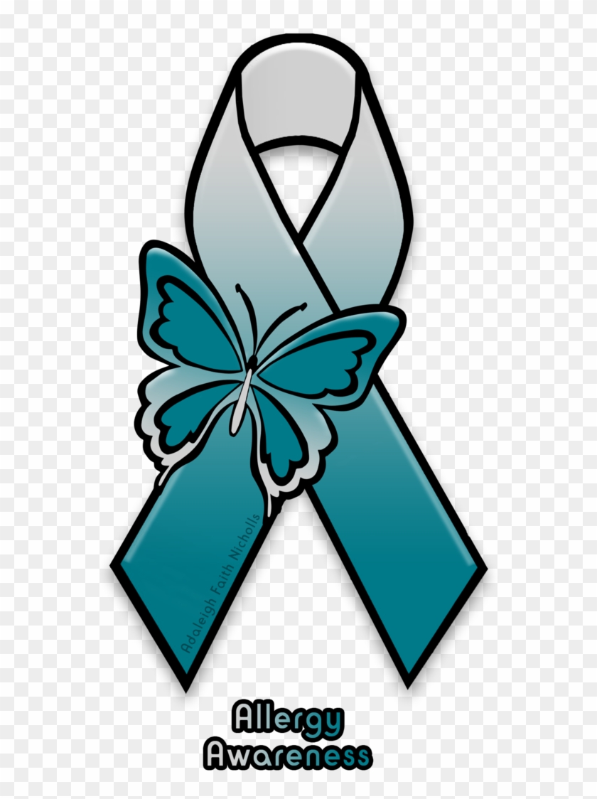 Allergy Awareness Ribbon By Adaleighfaith - Mental Health Green Ribbon Png #870081