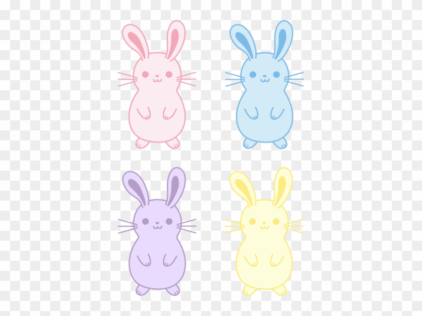 Four Colorful Easter Bunnies - Clip Art #870090