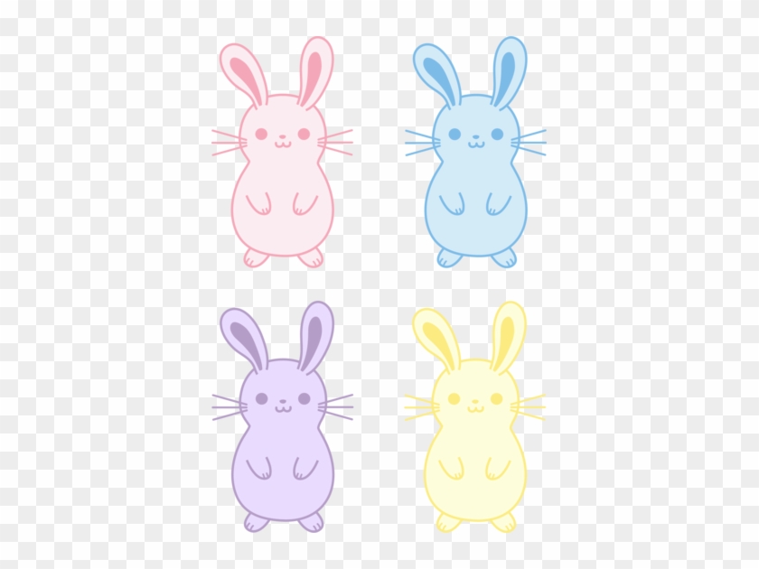 Four Colorful Easter Bunnies - Clip Art #870090