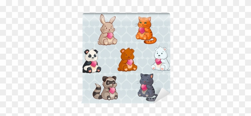 Cute Baby Animals Holding Hearts - Cute Animals And Hearts #870156