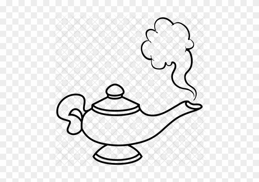 Genie Icon - Magic Lamp Line Drawing #870233