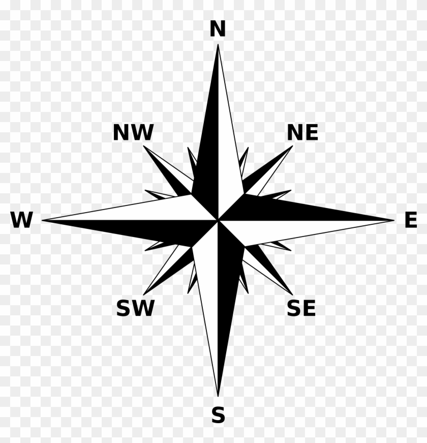 Black And White Compass Png Clipart - Compass Rose Small #870398