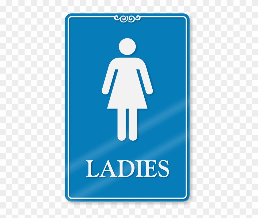 Ladies Restroom Showcase Wall Sign - Womans Restroom Door Signs - Gray Acrylic #870926