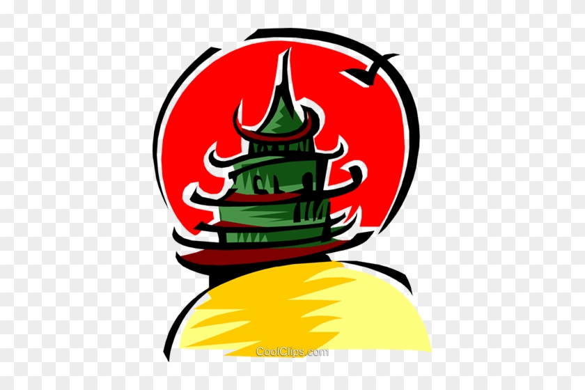 Pagoda Moon Royalty Free Vector Clip Art Illustration - Pagoda Moon Royalty Free Vector Clip Art Illustration #871362