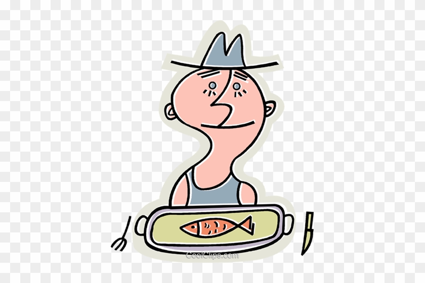 Man With One Small Fish On His Plate Royalty Free Vector - Man With One Small Fish On His Plate Royalty Free Vector #871662