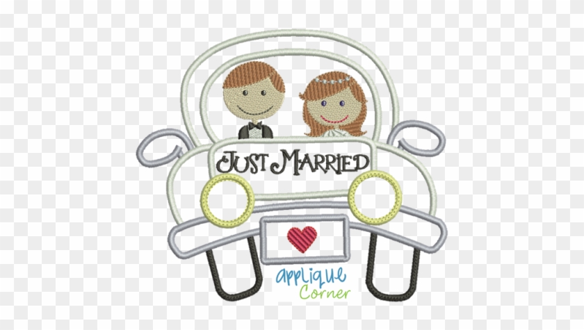 Just Married Getaway Car Girl Applique Design - Appliquecornerdesign 388 Karneval Maske Applikation #871899