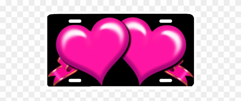 Pink Hearts With Ribbons - Dolphin Hearts (red) Airbrush License Plate Free Personalization #871902