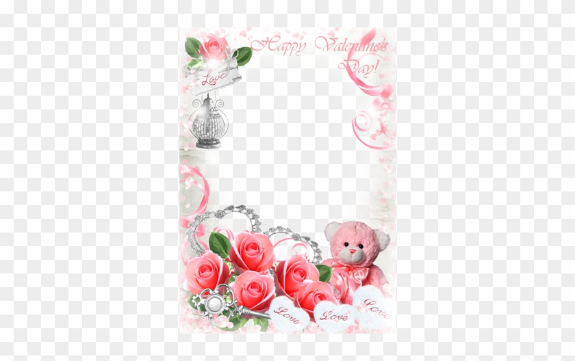 Valentine's Card With Pink Hearts And Roses - Customize Ladies Purse With Your Own #871952