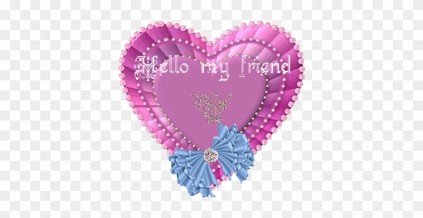 Hello My Friend Friendship Pink Heart Animated Friend - Hello My Friend Gif #871963