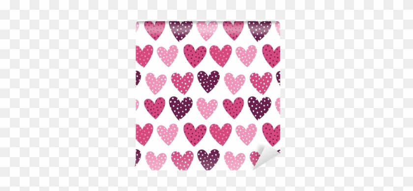 Cute Pink Hearts With Dots Seamless Pattern Wall Mural - Corazones Rosas #871974