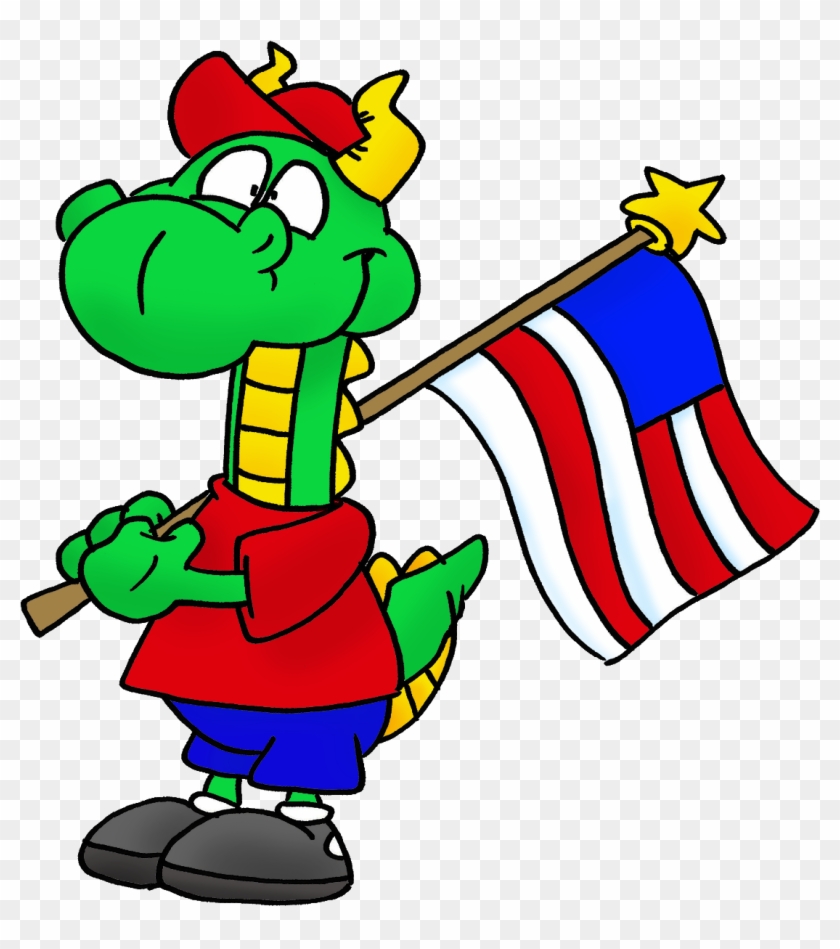 And Now For Today's Freebie Dragon With Flag - Cartoon #872281
