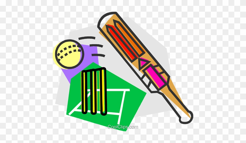 Cricket Ball And Bat Royalty Free Vector Clip Art Illustration - Sports In India #872289