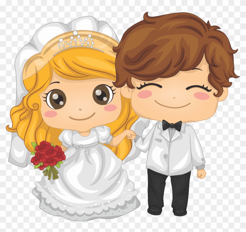 Wedding Motorbike Images, Stock Photos & Vectors - Bride And Groom Cartoon  - Free Transparent PNG Clipart Images Download