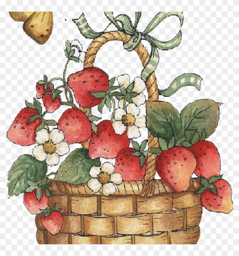Gift Basket Clip Art Basket With Strawberries And Butterfly - Basket Of Strawberries Clipart #872698
