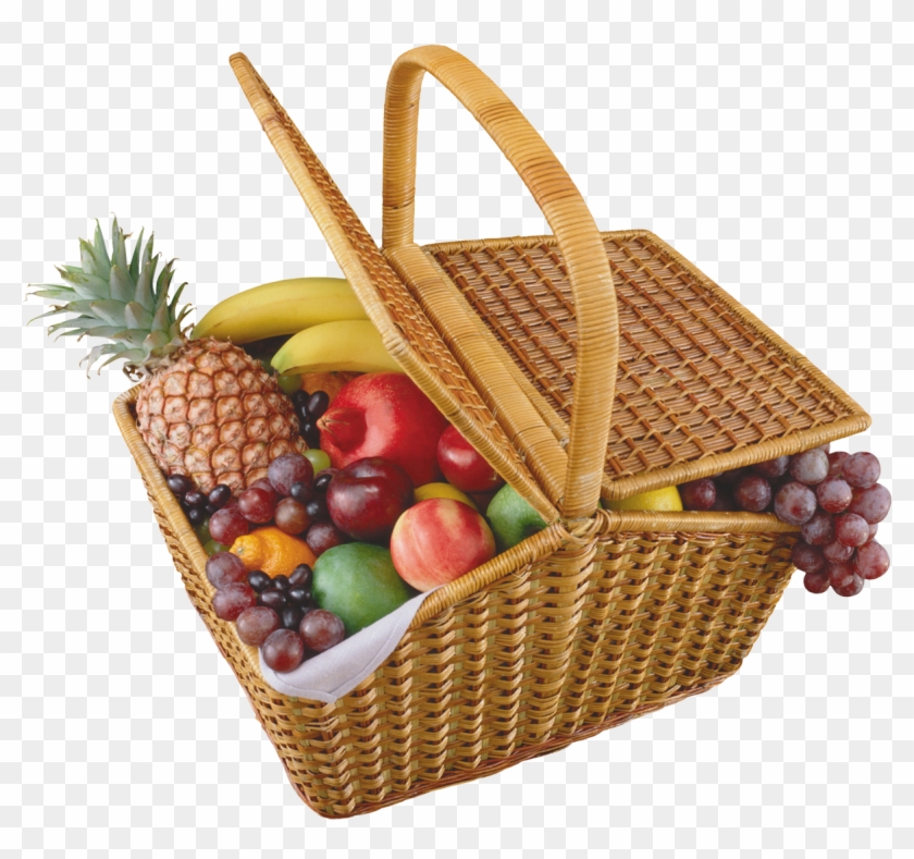 Picnic Basket Clipart Fruit Basket - Picnic Basket With Food #872713