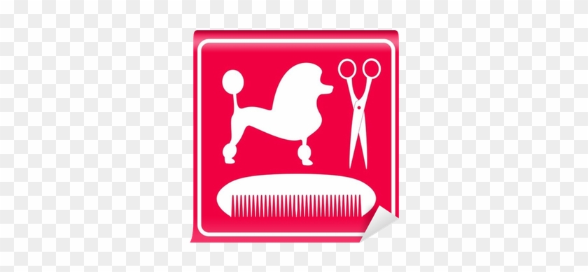 Pink Grooming Icon With Poodle Dog, Scissors And Comb - Dog Grooming Appointments Available #872896