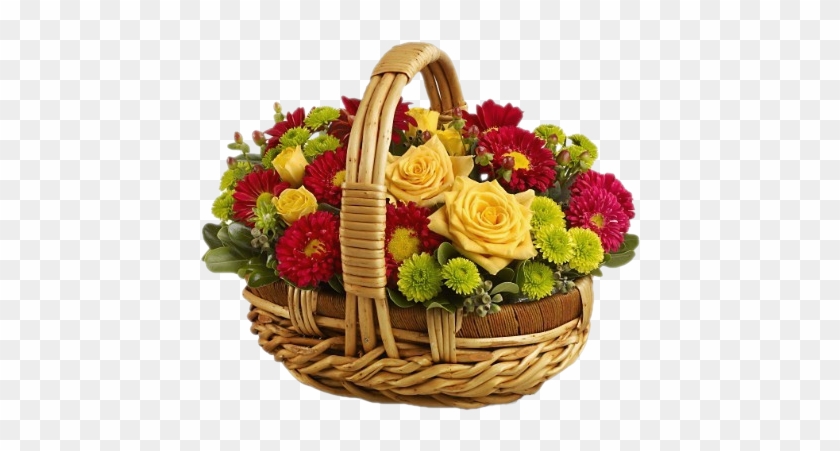 Pink And Yellow Flowers With - Fall Flowers Arrangements In Baskets #872908