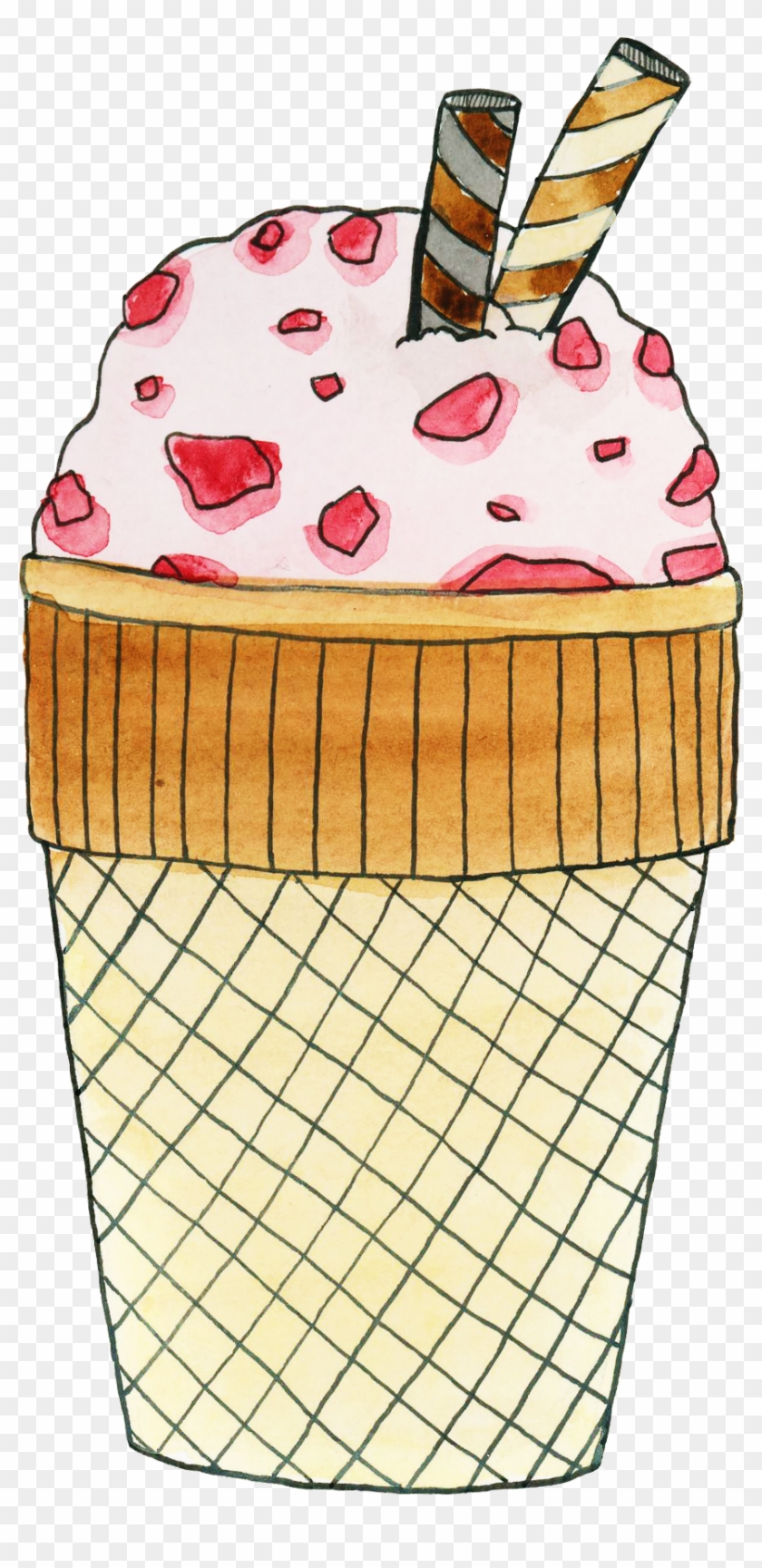 Vanilla Cupcake Strawberry Ice Cream - Strawberry Ice Cream #872976
