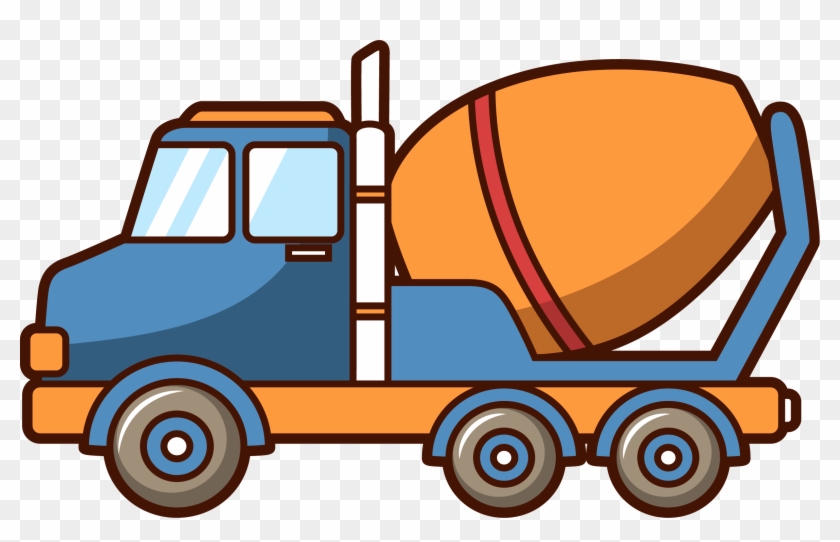 Car Concrete Mixer Truck Architectural Engineering - Concrete Mixer Cartoon #873353