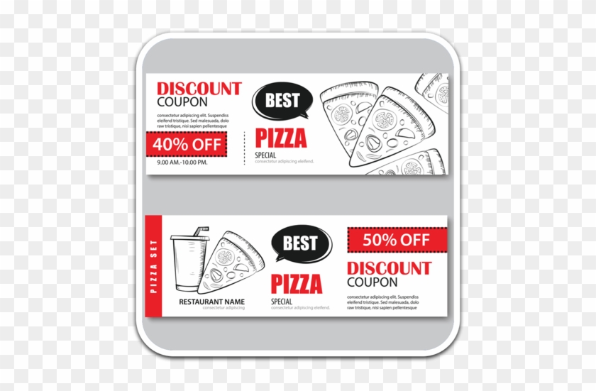 Pizza, Hamburger Discount Coupons And Menu Design Vector - Discounts And Allowances #873411
