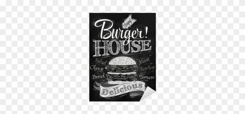 Poster Lettering Burger House Painted With A Hamburger - Tin Sign Xxl Metal Plate Plaque Retro Burger House #873551