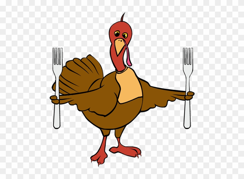Clip Art Thanksgiving Turkey Forks - Turkey With Knife And Fork #873633
