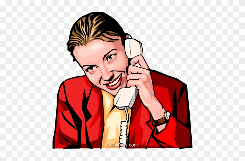 Woman On Phone Royalty Free Vector Clip Art Illustration - Mulher No Telefone Png #873826