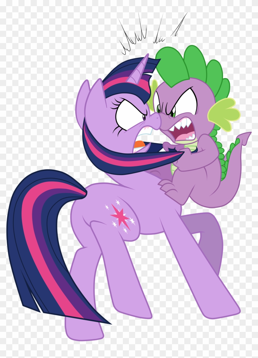 Pony Fluttershy Pink Mammal Fictional Character Purple - Twilight And Spike Fight #873948
