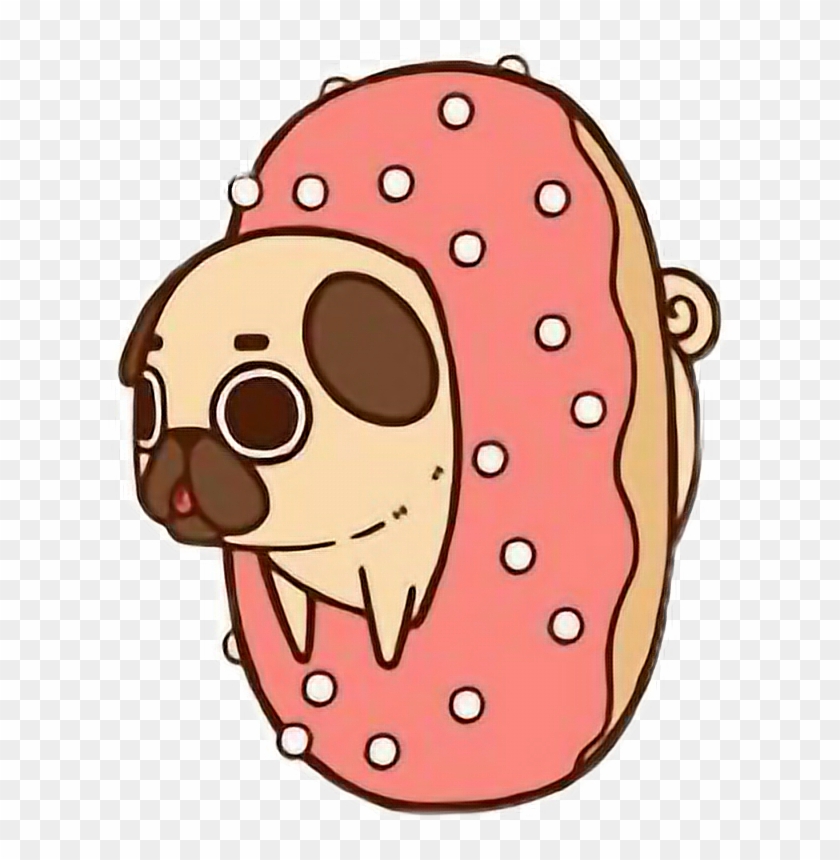 Cute Kawaii Pug Chibi Food Donutfreetoedit - Pug In A Doughnut #873971