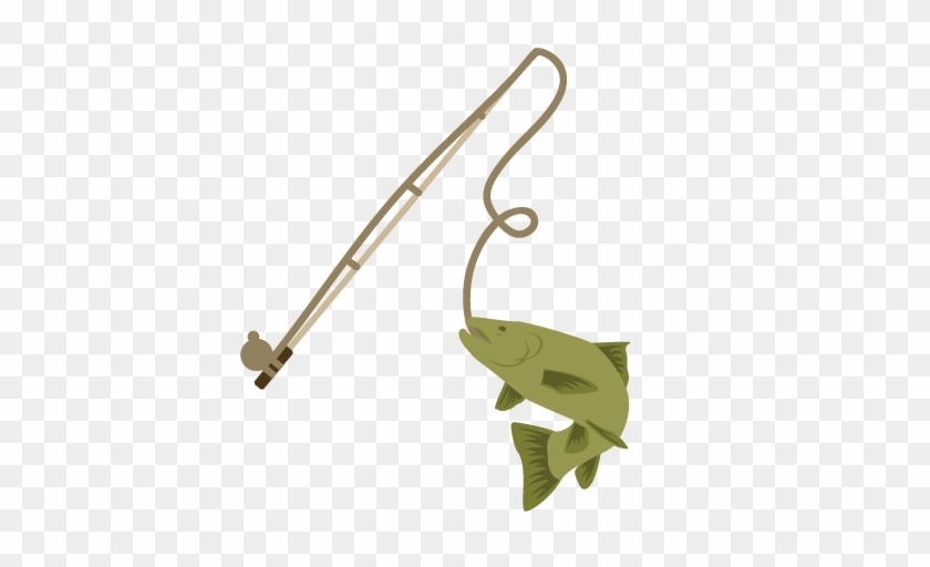 Fishing Pole Pattern - Fishing Pole With Fish Clipart #874091