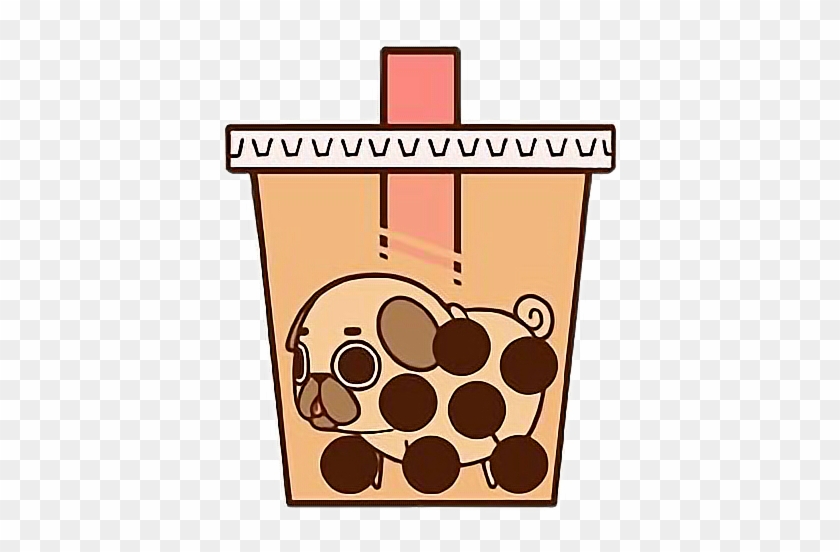 Milktea Bobapop Cute Kawaii Pug Chibi Foodfreetoedit - Boba Sticker #874093