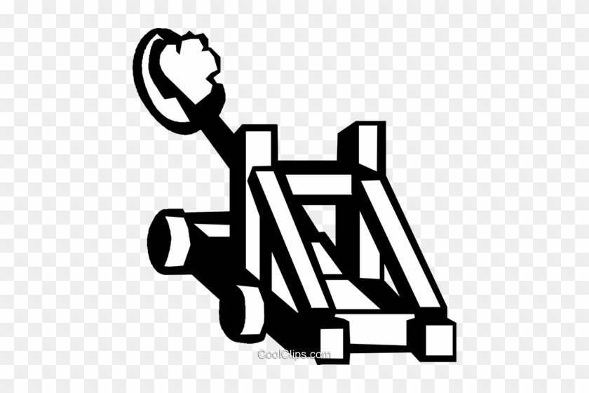 Catapults Royalty Free Vector Clip Art Illustration - Clipart Black And White Catapult #874272