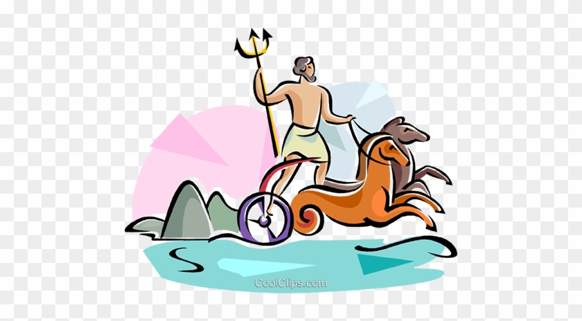 Cartoon Poseidon Vector Clip Art Illustration Stock - Poseidon Greek God #874293