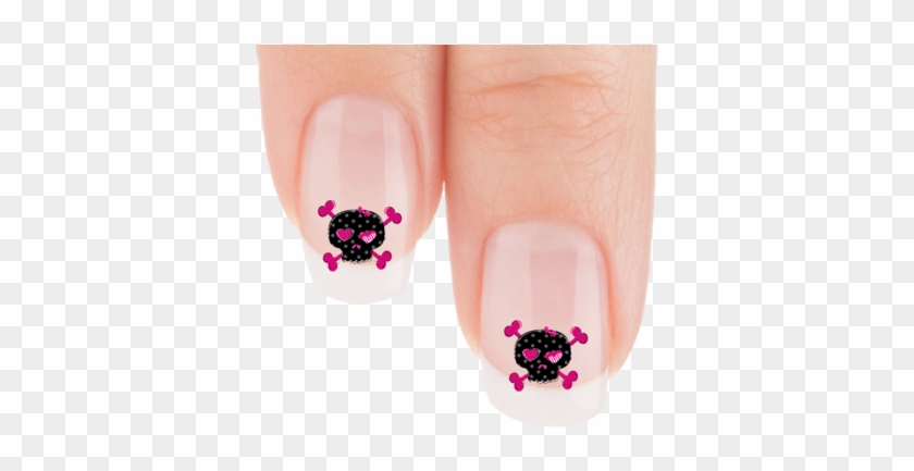 Pink Hearts Skully Nail Art Decals - Nail Polish #874478