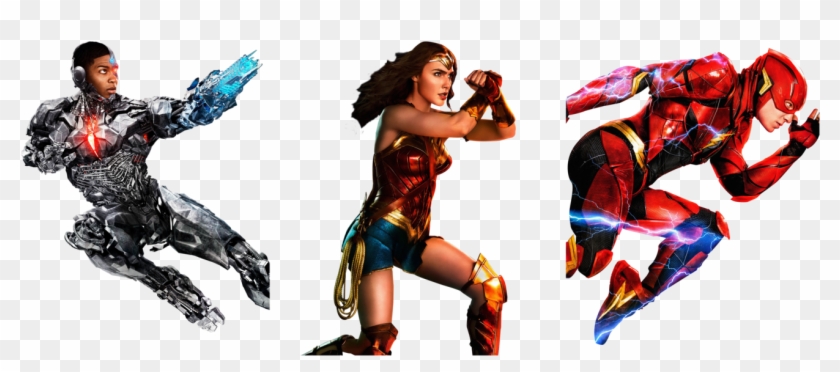 Cyborg, Wonder Woman, And Flash By Stormvi - Flash Justice League Png #874852