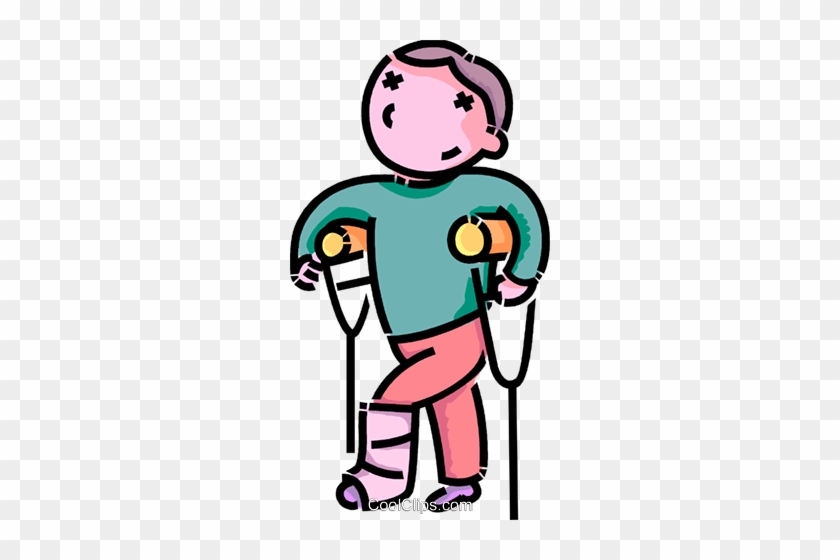 Boy With A Broken Leg Royalty Free Vector Clip Art - Leg Broken Clipart Png #874881