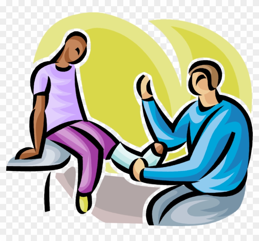 Doctor Examining A Broken Foot Royalty Free Vector - Health Care Clipart #874884