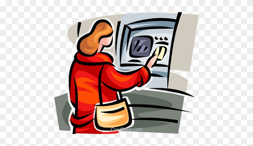 Woman At An Atm/bank Machine Royalty Free Vector Clip - Woman At An Atm/bank Machine Royalty Free Vector Clip #875036