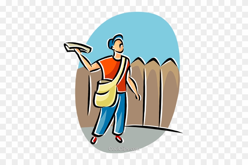 Paper Boy Royalty Free Vector Clip Art Illustration - Delivering Newspapers Clipart #875267