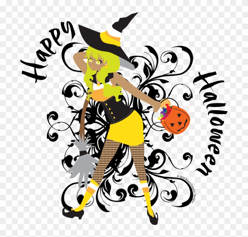 Halloween Candy Corn Witch By Meistervondraught - Glücklicher Süßigkeits-mais-mädchen-wirbel Grußkarte #875570