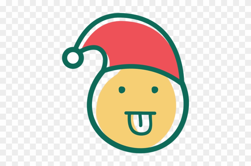 Tongue Out Santa Claus Hat Face Emoticon 38 Transparent - Christmas Day #875747