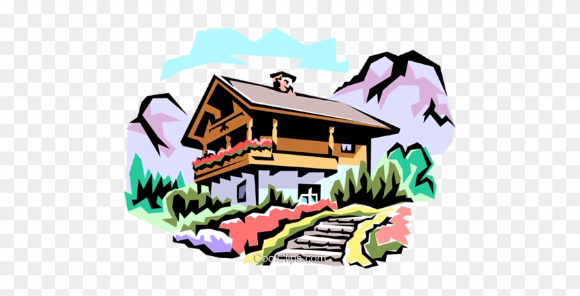 Swiss Chalets Royalty Free Vector Clip Art Illustration - Swiss Chalet Clip Art #875756